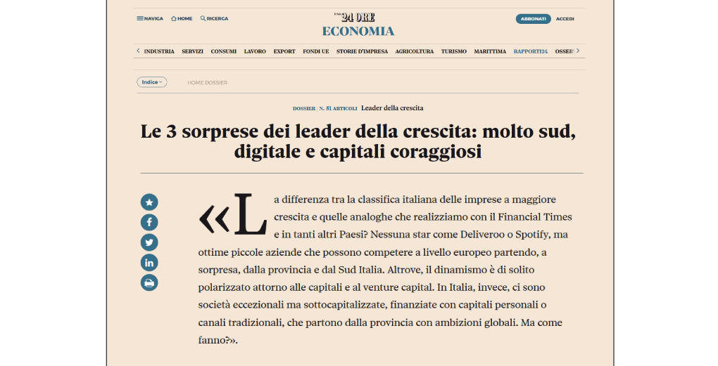 Sadas Leader crescita in settore Tecnologia e Sviluppo software per la business intelligence